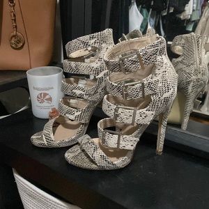 Snakeskin buckle detail stiletto heels
